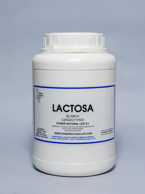Bote de 1Kg de lactosa blanca Power Natural Life