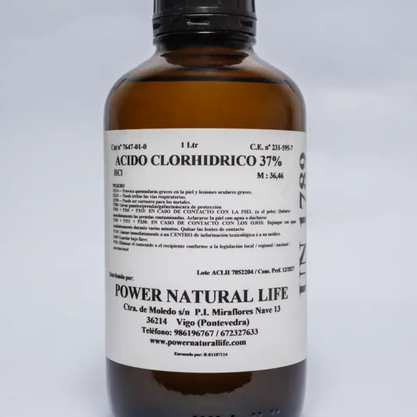 Envase de ácido clorhídrico 37% Power Natural Life