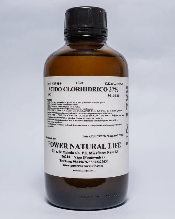 Envase de acido clorhidrico 37 Power Natural Life