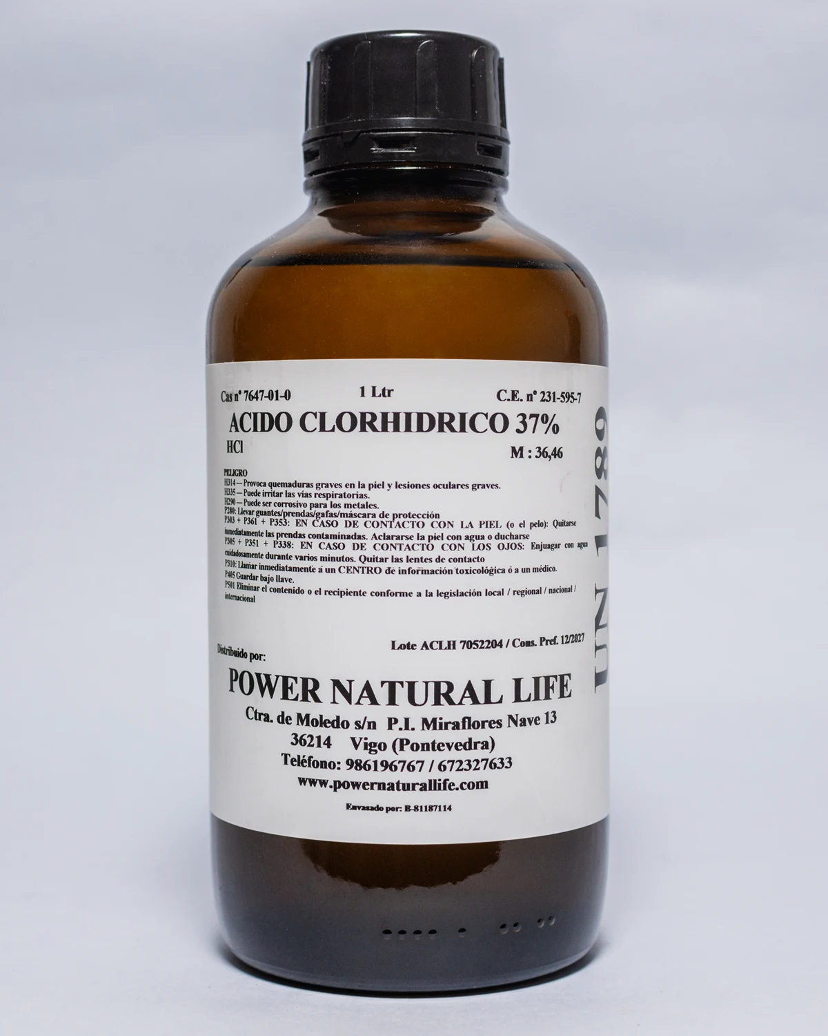 Envase de acido clorhidrico 37 Power Natural Life