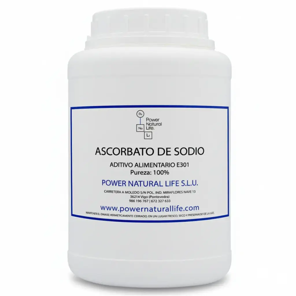 Ascorbato de sodio en polvo en envase de 1 kg