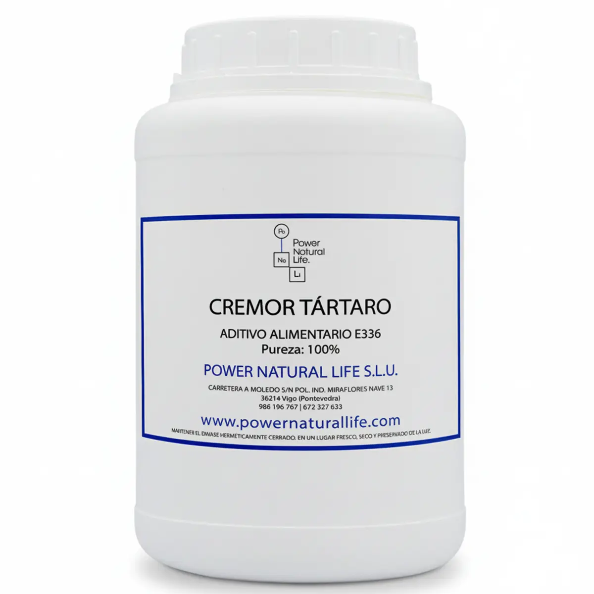 Cremor Tártaro | Bitartrato Potásico | E336 | Comprar - 1 Envase de 1 kg de Cremor Tártaro en polvo